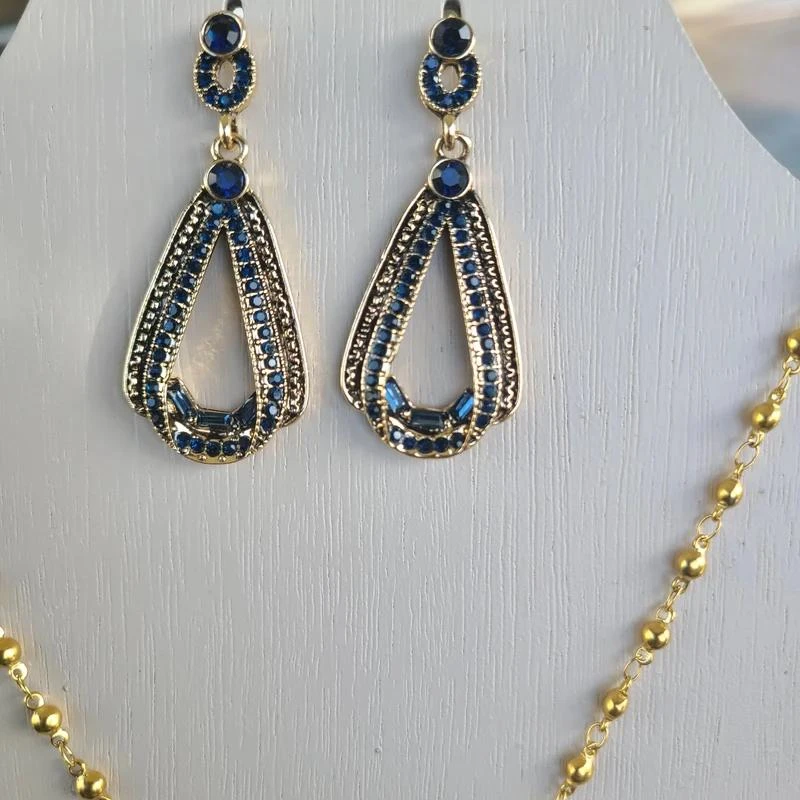 Conjunto Collar y pendientes con colgante de strass azul noche PA663 – photo 2